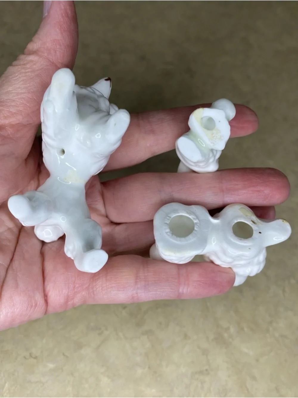 Vintage White Ceramic Poodle Trio Figurines – Collectible Set